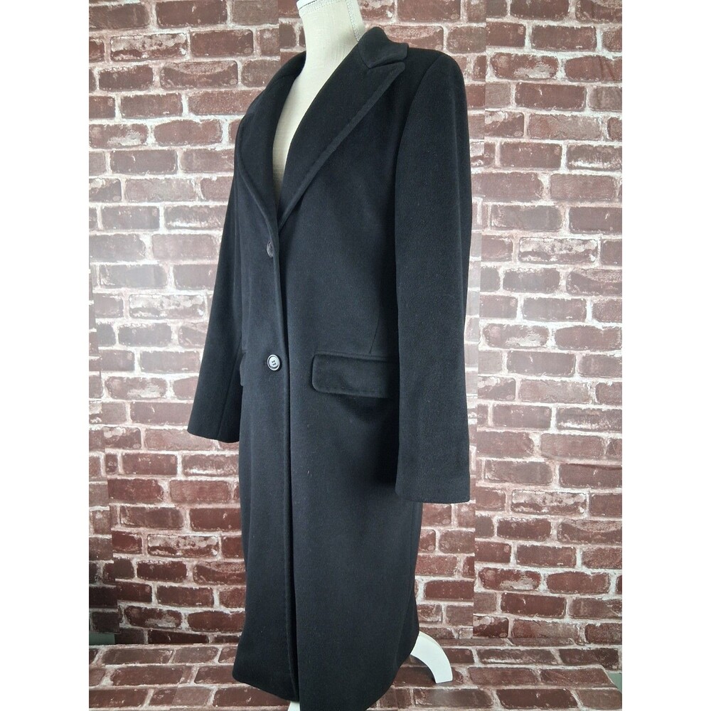 Marvin Richards Longline Wool Angora Cashmere Coat Womens 10 Black Vintage LUXE